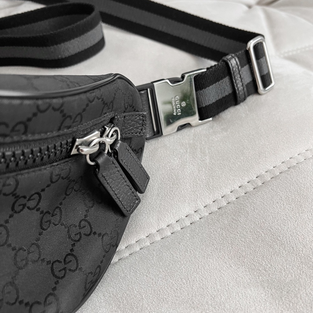 Rare Gucci Black Monogram Guccissima Belt Shoulder Bag Italy - Picture 4 of 14